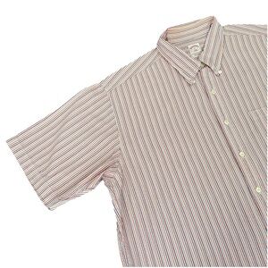 Brooks Brothers 346 Red,‎ Pink and White Casual Button Down Shirt